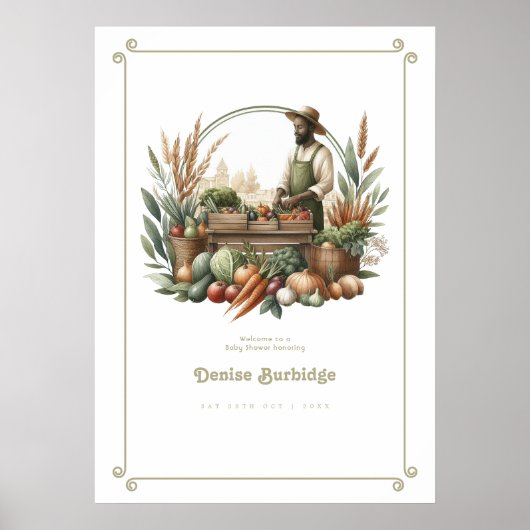 農家パーソナライズされた市場ベビーシャワー歓迎 ポスター (正面)