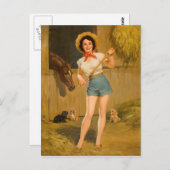 農家ピンナップ女 ポストカード (正面/裏面)