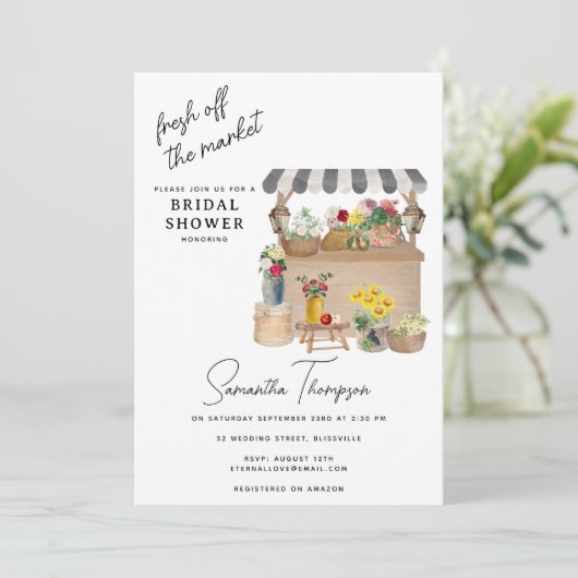農家フラワーカートスタンドマーケットブライダルシャワー 招待状 (スタンド正面)