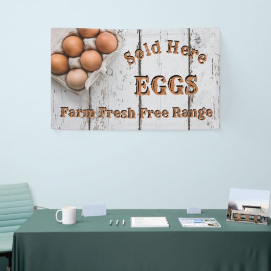 農家フリーレンジ卵ここに販売バナー 横断幕 (トレードショー)