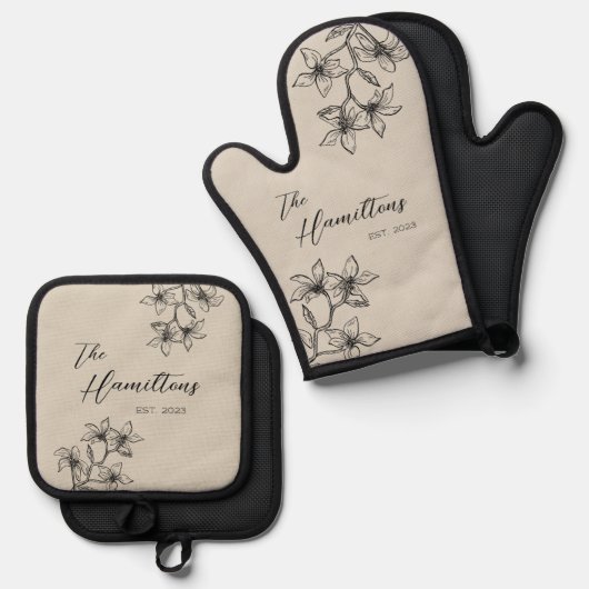 農家フローラカスタム設立年 鍋つかみ&鍋敷きセット (正面/裏面)