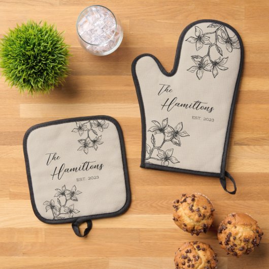 農家フローラカスタム設立年 鍋つかみ&鍋敷きセット (トップダウン)