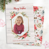 農家ポインセチア素朴六角形フレーム写真 シーズンカード