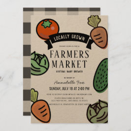 農家マーケットクラフト紙バーチャル赤ちゃんシャワー 招待状