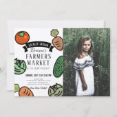 農家マーケットクラフト紙写真誕生日 招待状 (正面)