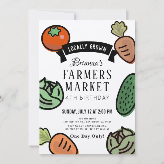 農家マーケットクラフト紙誕生日招待状 招待状 (正面)