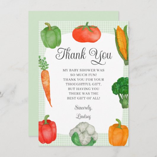 農家マーケットグリーンベビーシャワー サンキューカード (正面/裏面)