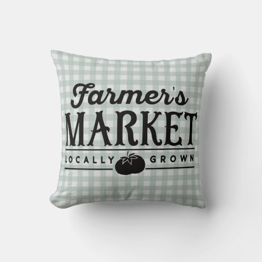 農家マーケットグレーギンガム クッション (正面)