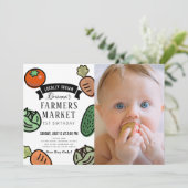 農家マーケットシック白1stバースデーフォト 招待状 (スタンド正面)