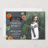 農家マーケットシャルボードキッズフォト誕生日 招待状 (正面)