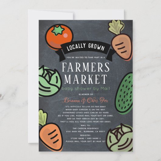 農家マーケットシャルボードベビーシャワーbyメール 招待状 (正面)