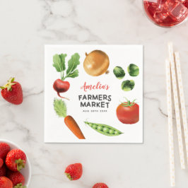 農家マーケットテーマ誕生日パーティー スタンダードカクテルナプキン