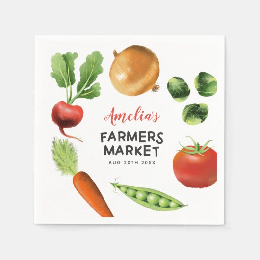 農家マーケットテーマ誕生日パーティー スタンダードカクテルナプキン (正面)