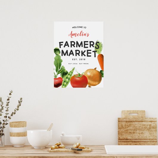 農家マーケットバースデーパーティー歓迎サイン ポスター (キッチン)