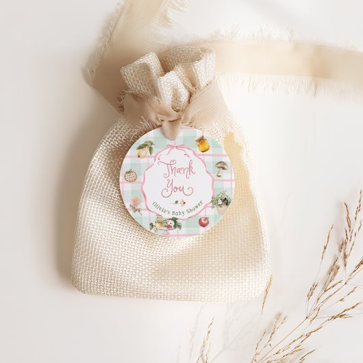 農家マーケットピンクガール赤ちゃんシャワー フェイバータグ