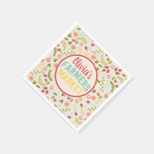 農家マーケットフローラバースデーパーティナプキンズ スタンダードカクテルナプキン (角)