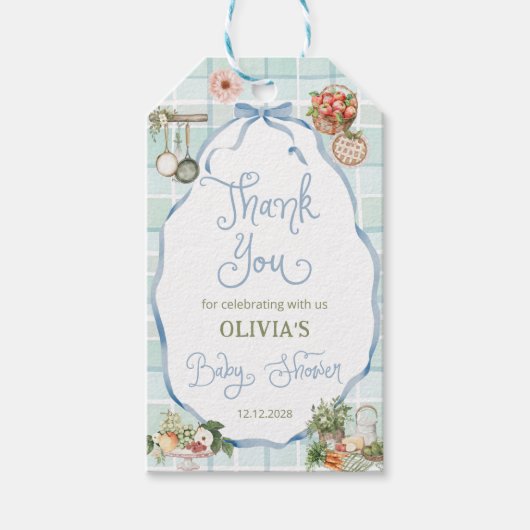 農家マーケットブルーボーイ赤ちゃんシャワーありがとう ギフトタグ (正面)