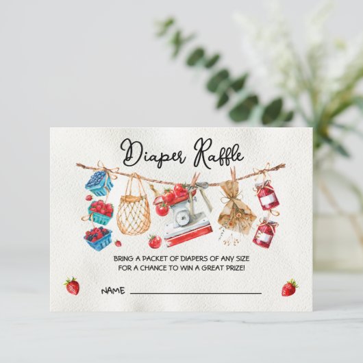 農家マーケットベイビーシャワーおむつラッフルカード 招待状 (スタンド正面)