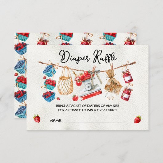 農家マーケットベイビーシャワーおむつラッフルカード 招待状 (正面/裏面)