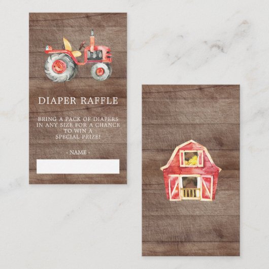農家マーケットベイビーシャワーおむつラッフルチケット エンクロージャーカード (正面/裏面)