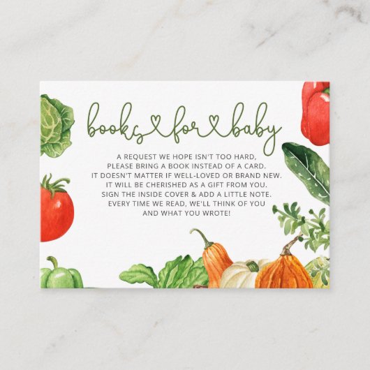 農家マーケットベイビーシャワー予約リクエスト エンクロージャーカード (正面)