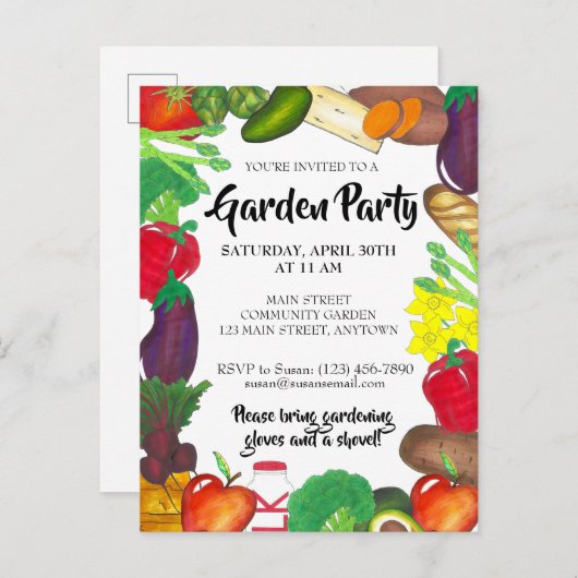 農家マーケットベジガーデン春植栽パーティー インビテーションポストカード (正面/裏面)