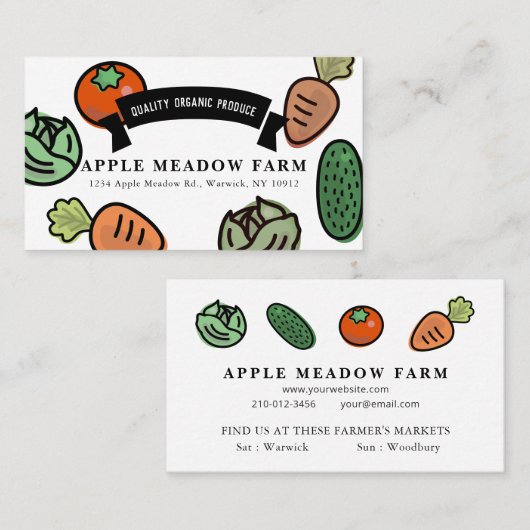 農家マーケットベジタブルファームホワイト 名刺 (正面/裏面)