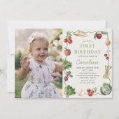 農家マーケットベジタブル誕生日写真招待状 招待状 (正面)