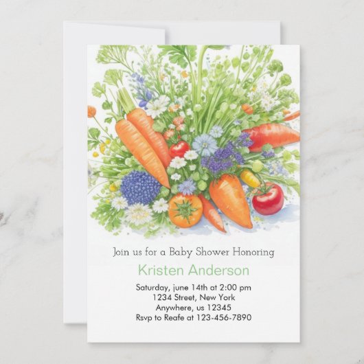農家マーケットベジベビーシャワー 招待状 (正面)