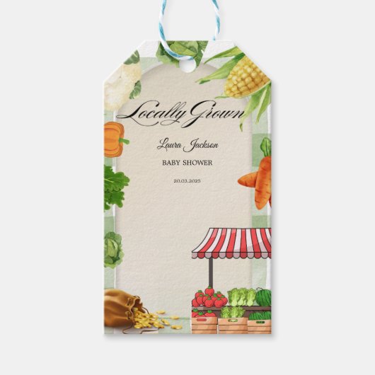 農家マーケットベビーシャワー招待状 ギフトタグ (正面)