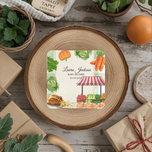 農家マーケットベビーシャワー招待状 スクエアシール