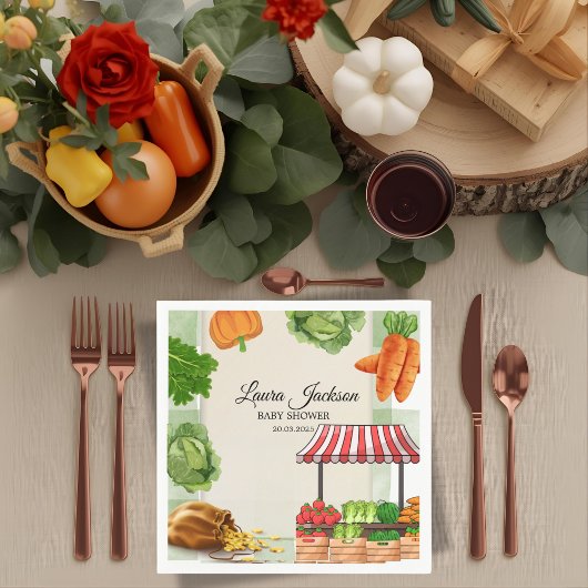 農家マーケットベビーシャワー招待状 スタンダードカクテルナプキン