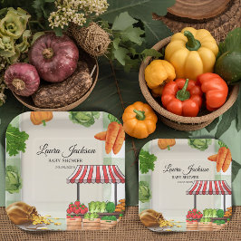 農家マーケットベビーシャワー招待状 ペーパープレート