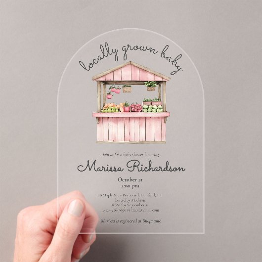 農家マーケットベビーシャワー アクリル招待状 (インサイチュ (ポータブル))