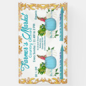 農家マーケット秋カボチャンスハーベストゴールデンフレーム 横断幕 (縦)