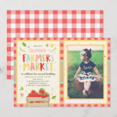 農家マーケット誕生日招待状ストロベリーファーム 招待状 (正面/裏面)