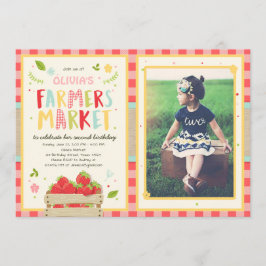 農家マーケット誕生日招待状ストロベリーファーム 招待状