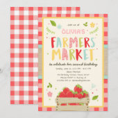 農家マーケット誕生日招待状ストロベリーファーム 招待状 (正面/裏面)