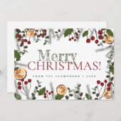 農家メリークリスマス素朴の葉の家族 シーズンカード (正面/裏面)