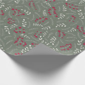 農家モミのトウヒの緑の素朴な葉のパターン ラッピングペーパー (角)