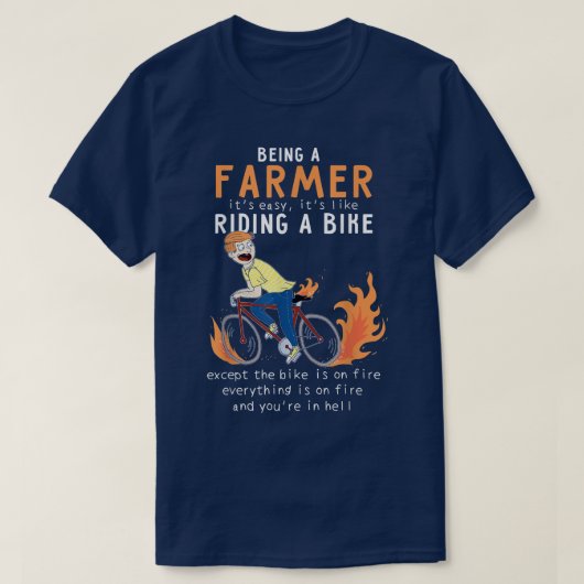 農家ライディングバイクサイクリストおもしろい Tシャツ (デザイン正面)