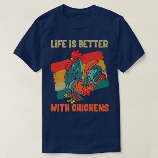 農家ライフは鶏と良いレトロヴィンテージ Tシャツ (デザイン正面)