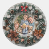 農家リースカスタマイズ可能な家族のクリスマス ラウンドシール (正面)