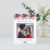 農家レッドフローラプレイドウェディング日付を保存 ポストカード (スタンド正面)