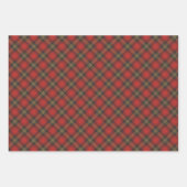農家ヴィンテージ赤い黒い金ゴールド対角の格子板 ラッピングペーパーシート (正面)