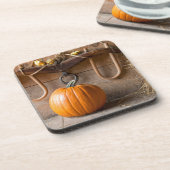 農家博物館干し草のベールと納屋のカボチャ コースター (左側)