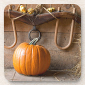 農家博物館干し草のベールと納屋のカボチャ コースター (正面)