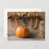 農家博物館干し草のベールと納屋のカボチャ ポストカード (正面/裏面)