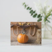 農家博物館干し草のベールと納屋のカボチャ ポストカード (スタンド正面)