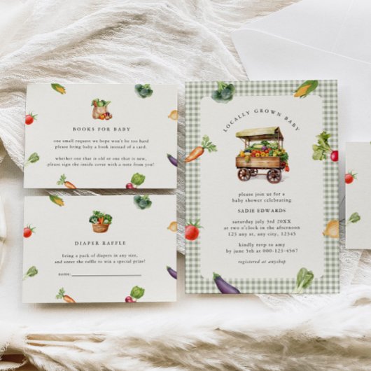 農家市場で地元で育てられた赤ちゃんシャワー用の本 エンクロージャーカード